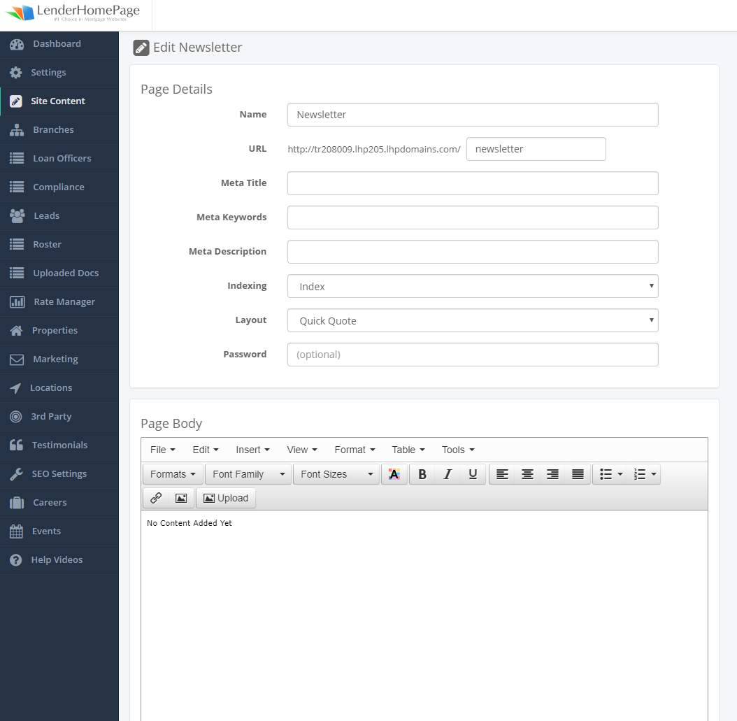 Add/Edit Pages